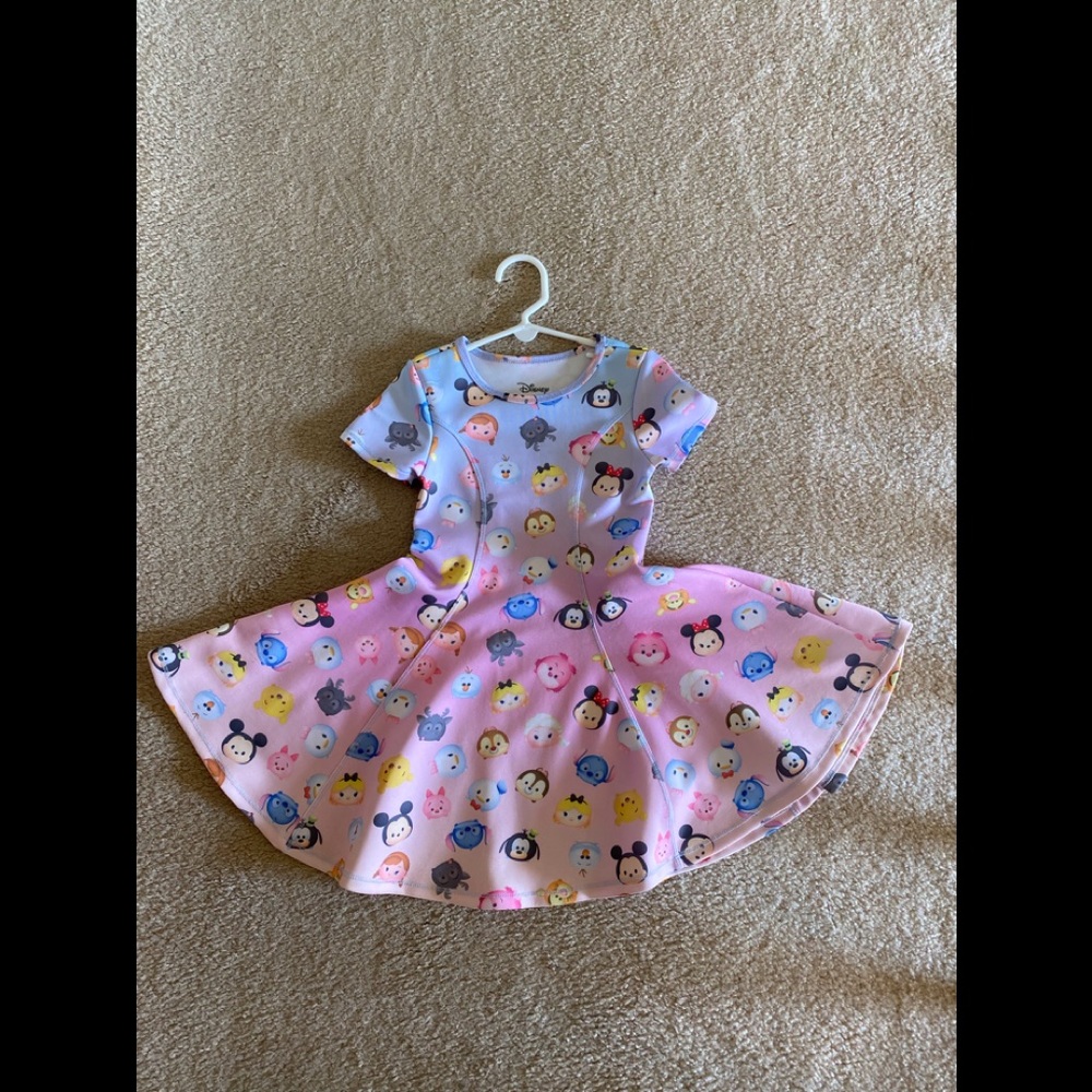 EUC. Disney Tsum Tsum Dress A Line Purple Pink Ombre Dress. Girl Size S(6-6X)